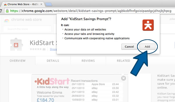 Install the KidStart Savings Prompt on Chrome - Step 2