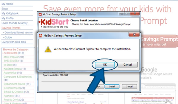 Install the KidStart Savings Prompt on Internet Explorer Step 5