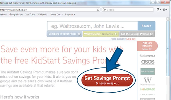 Install the KidStart Savings Prompt on Safari - Step 1