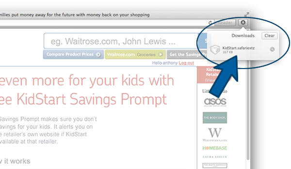 Install the KidStart Savings Prompt on Safari - Step 2