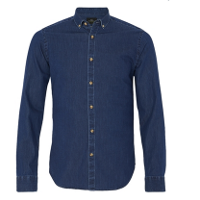 MOSS LONDON SLIM FIT BLUE SINGLE CUFF DENIM BUTTON DOWN CASUAL SHIRT - £35