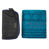 TED BAKER BLACK WASHBAG AND TOWEL GIFT SET - £49