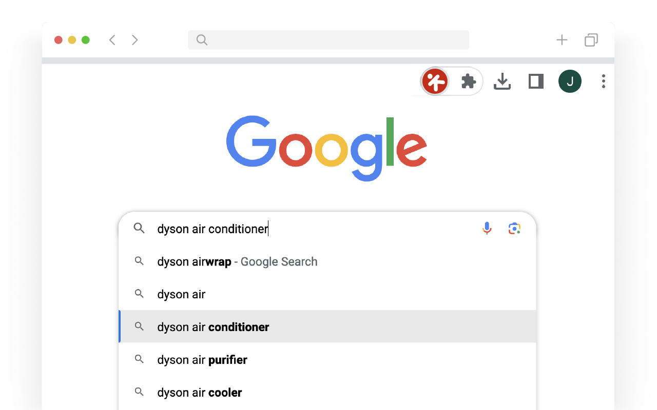 Screenshot of user browsing Google