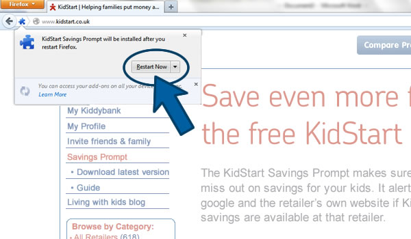 Install the KidStart Savings Prompt on Firefox - Step 3