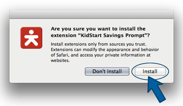 Install the KidStart Savings Prompt on Safari - Step 3