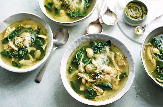 Pesto chicken soup recipe