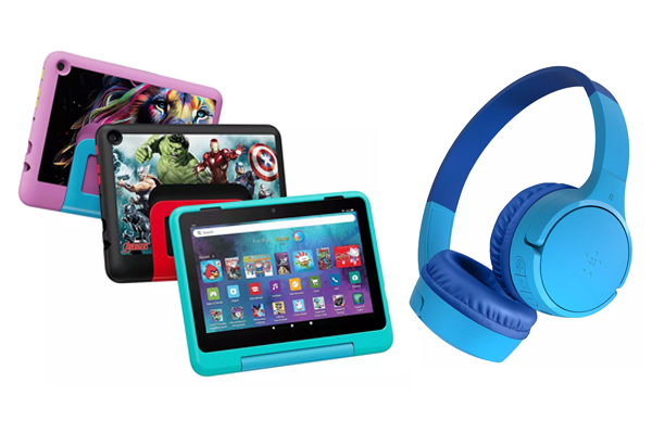 Very.co.uk Amazon Fire HD 8 tablet and Belkin kids headphones - flight entertainment for kids